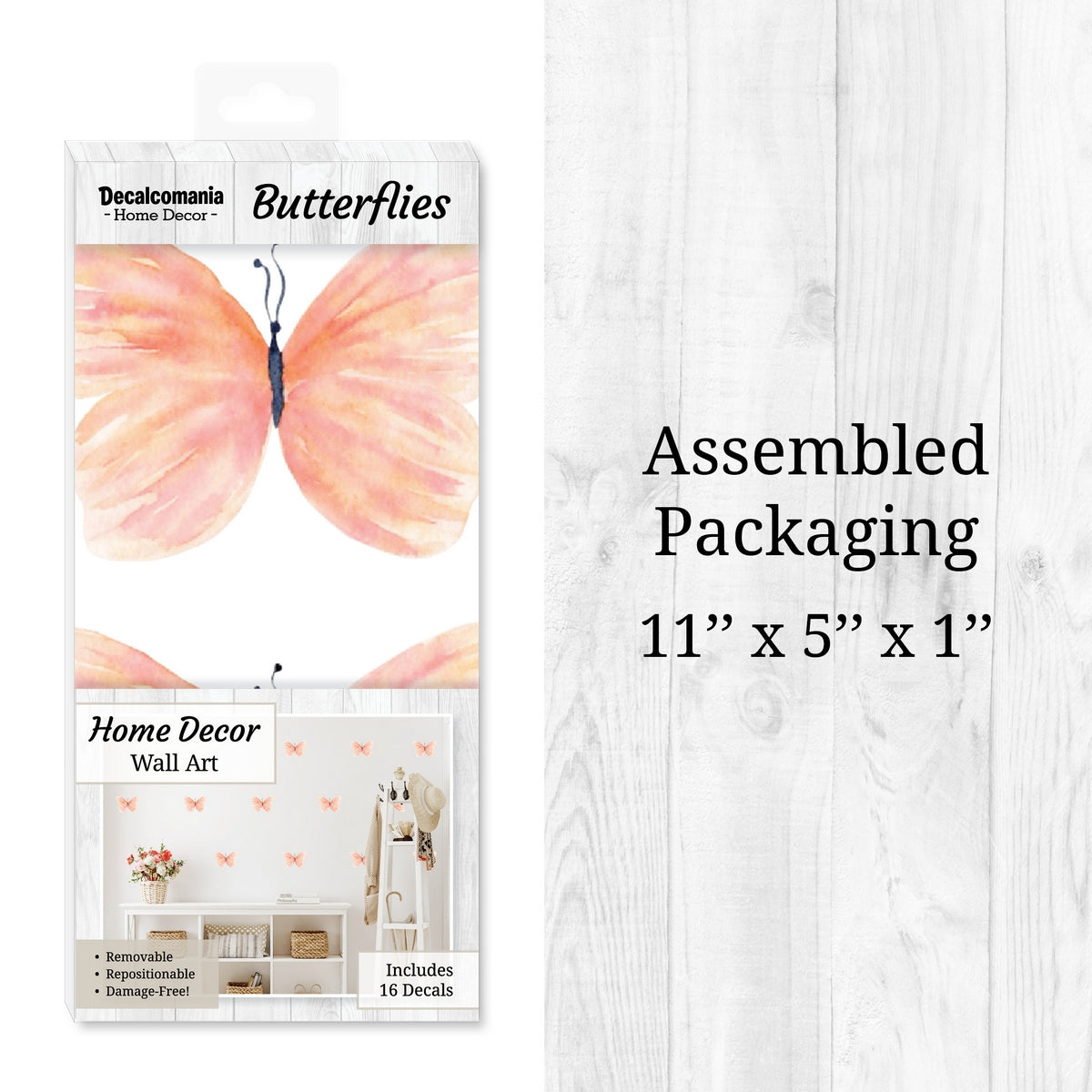 Peach Watercolor Butterflies Wall Decals