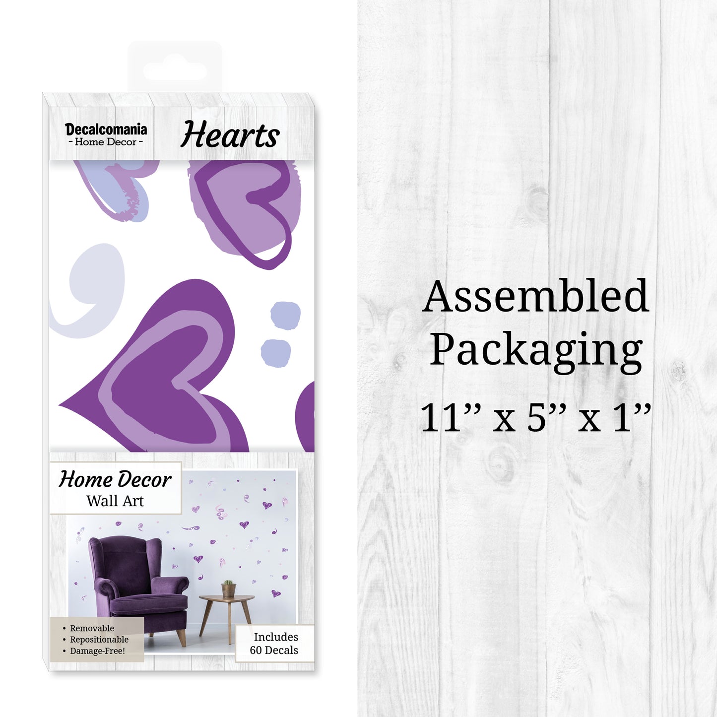 Purple Hearts Wall Decals