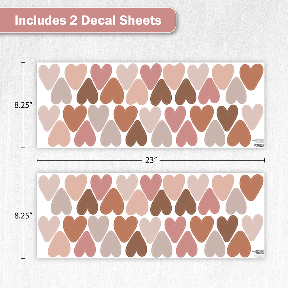 Boho Hearts Wall Decals