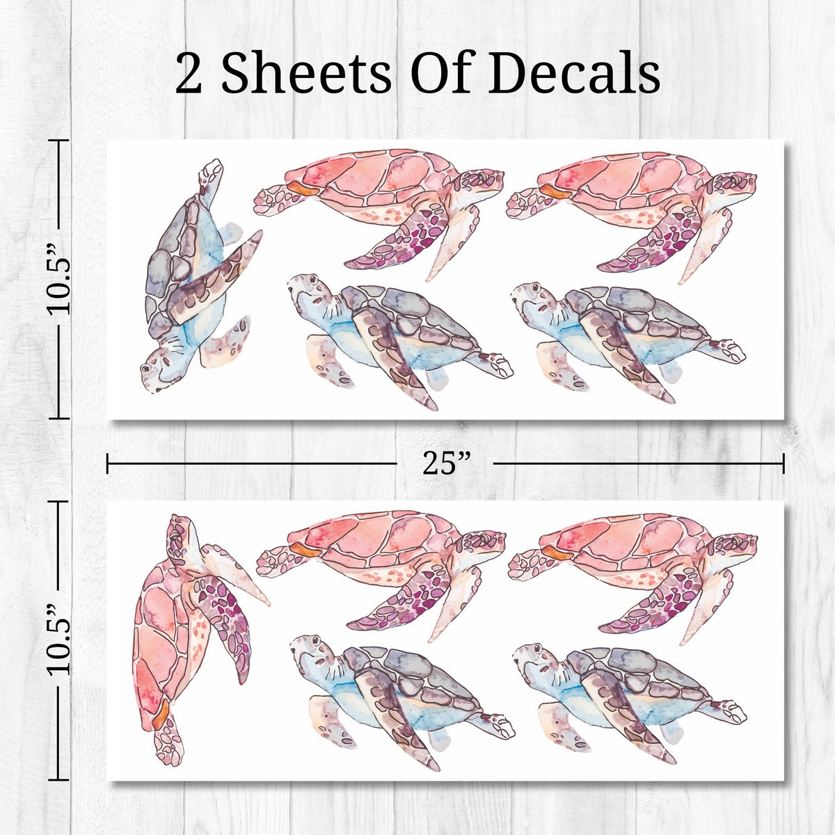 Watercolor Turtles Wall Decals