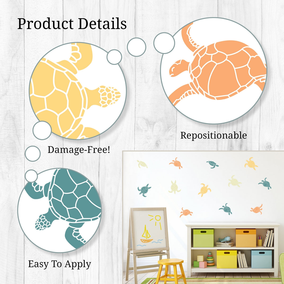Neutral Turtles Wall Decals