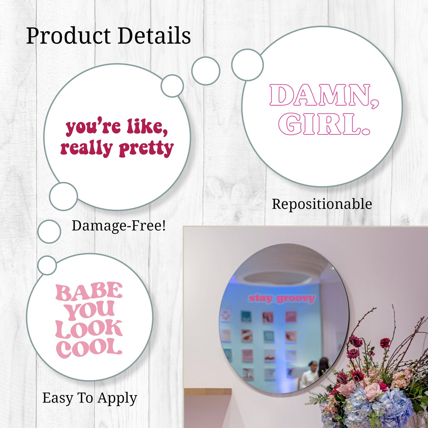 Groovy Quotes Mirror Decals