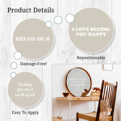 White Quotes Mirror Decals