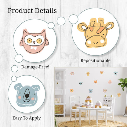 Animal Faces Wall Decals