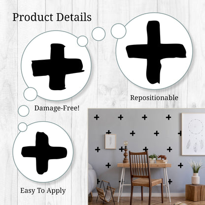 Black Plus Sign Wall Decals