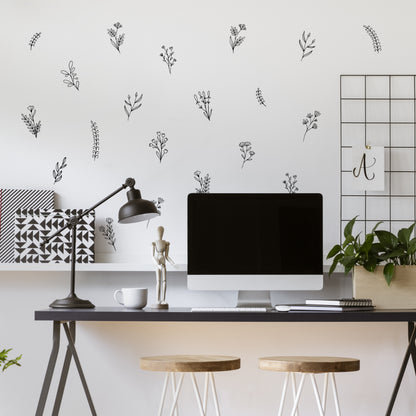 Black Floral Value Wall Decals