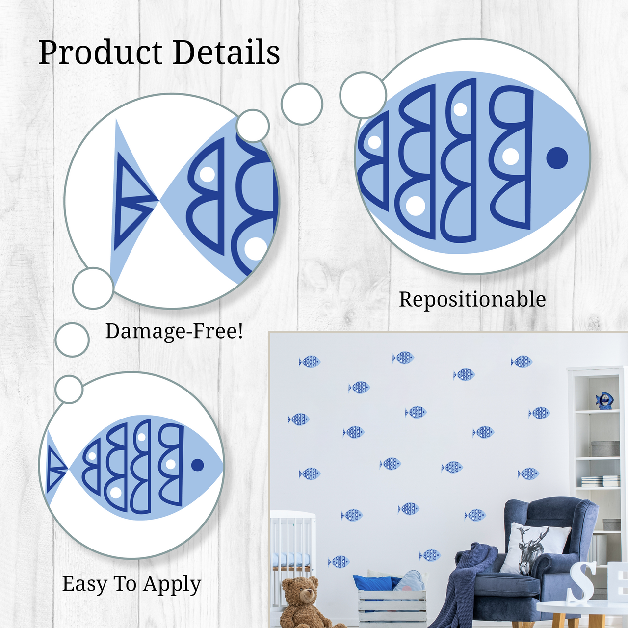Blue Fish Wall Decals
