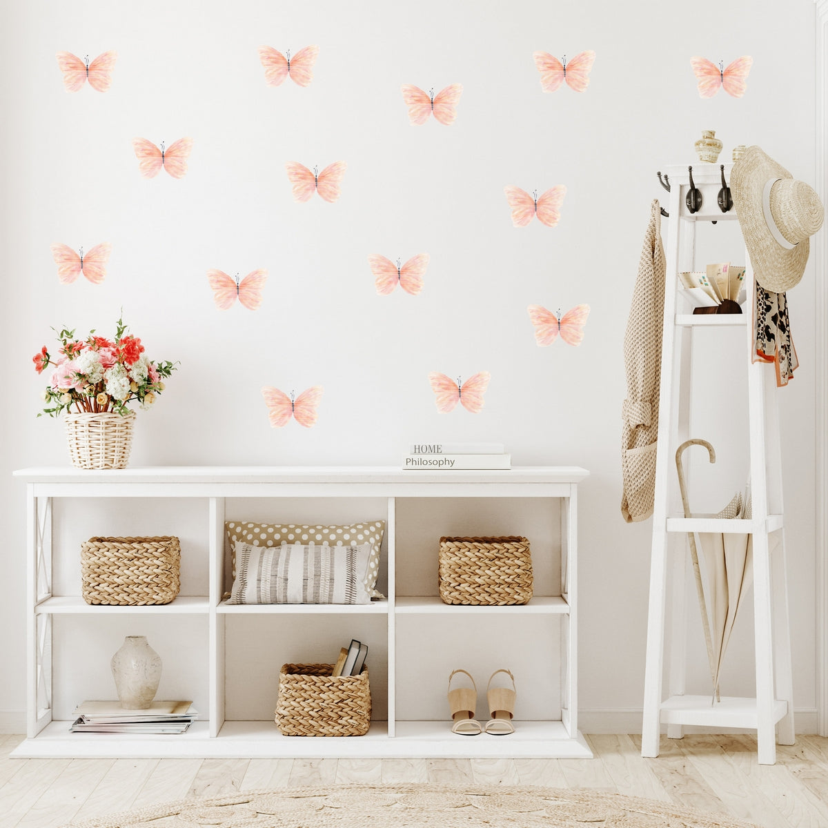 Peach Watercolor Butterflies Wall Decals