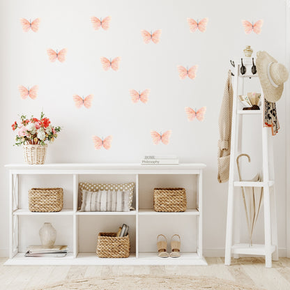 Peach Watercolor Butterflies Wall Decals