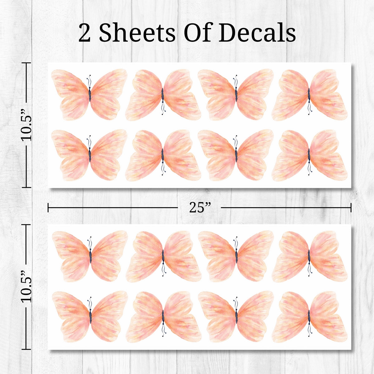 Peach Watercolor Butterflies Wall Decals