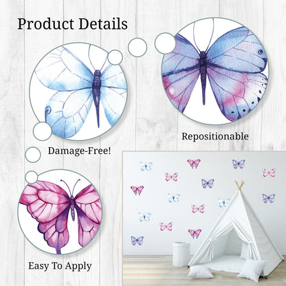 Watercolor Butterflies Wall Decals