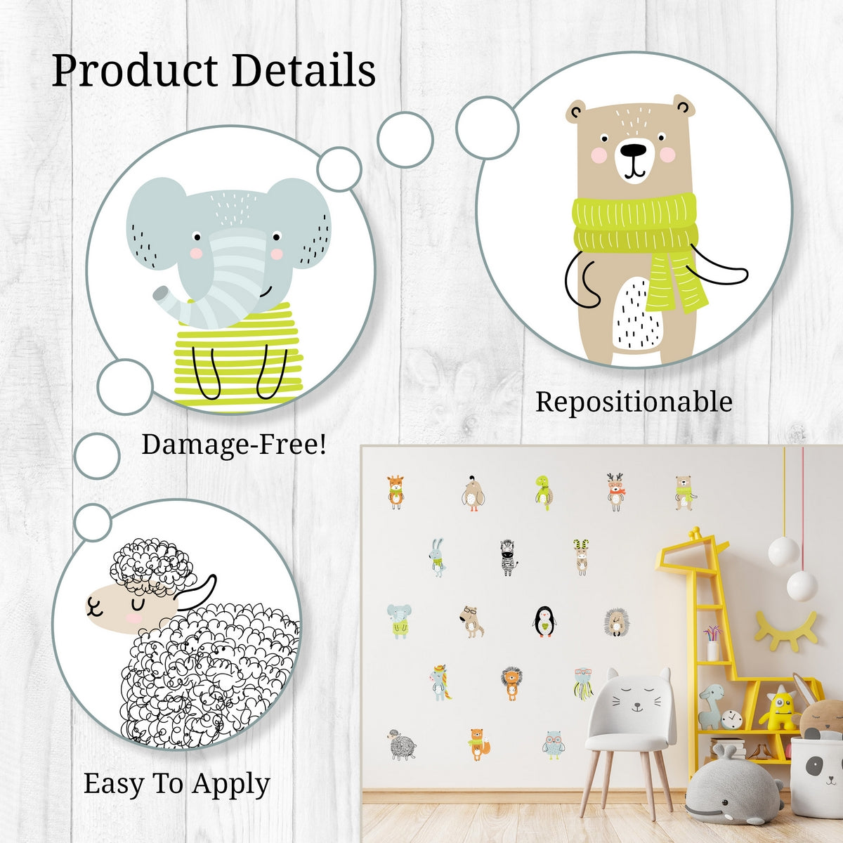 Colored Animals Wall Decals