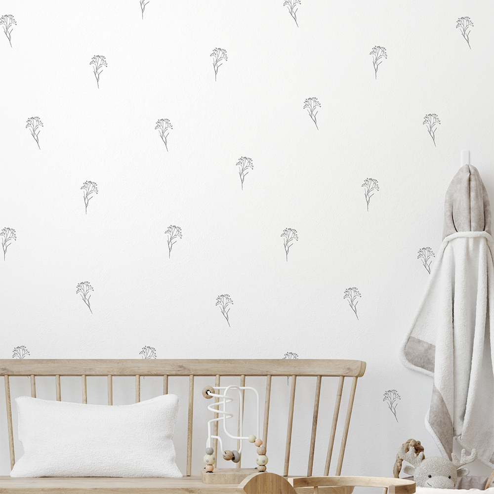 Black Floral Stems Wall Decals