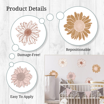 Boho Sunflowers Wall Decals
