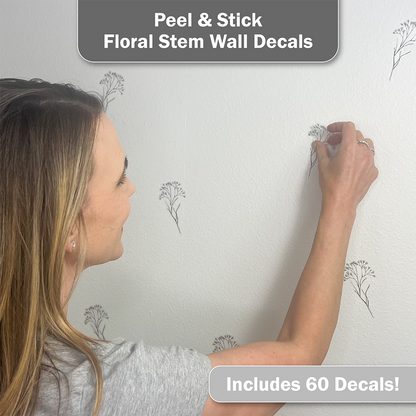 Black Floral Stems Wall Decals