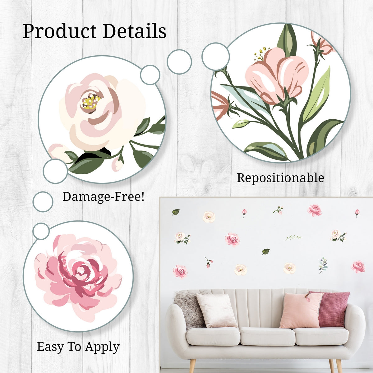 Pastel Floral Bouquet Wall Decals