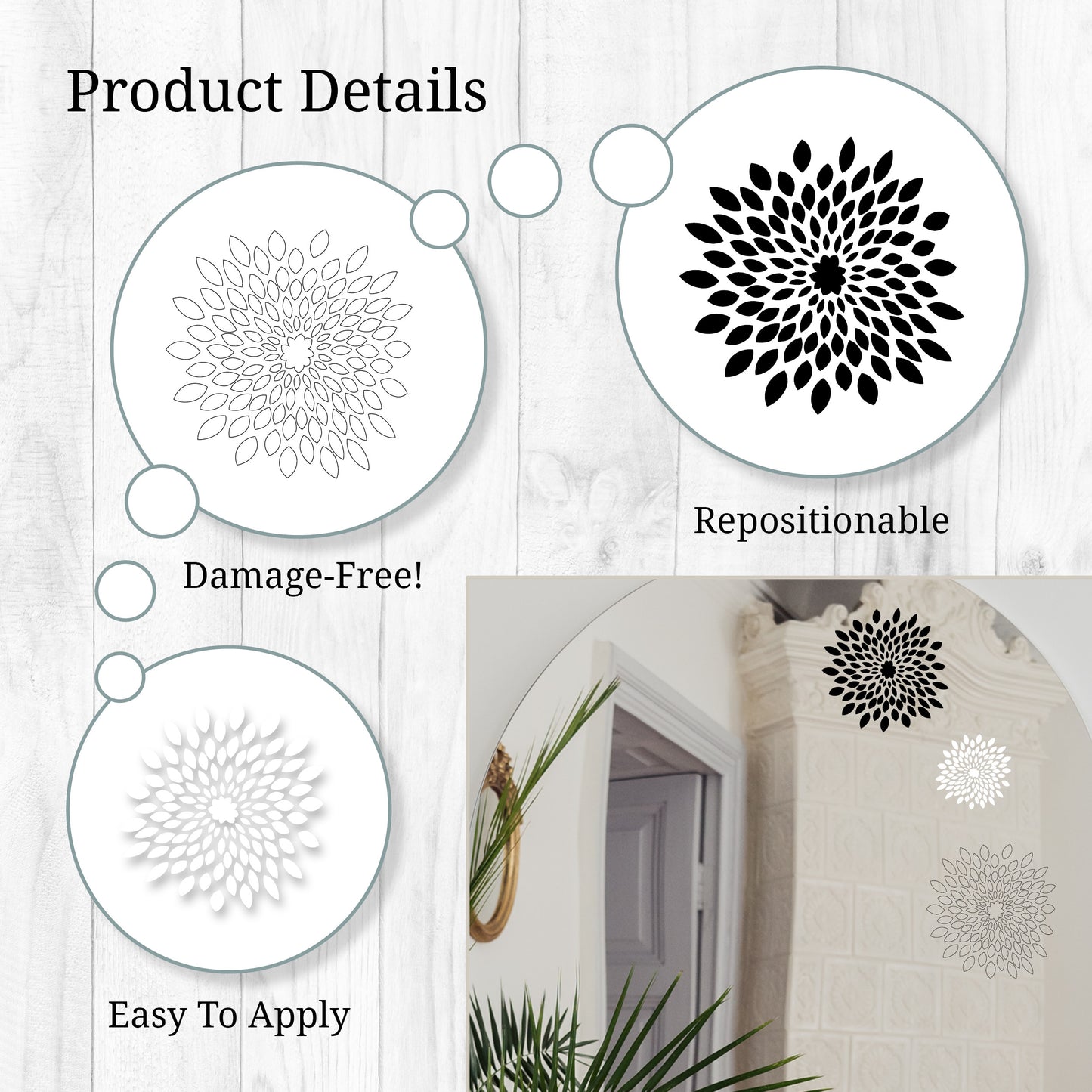 Floral Mirror Decals