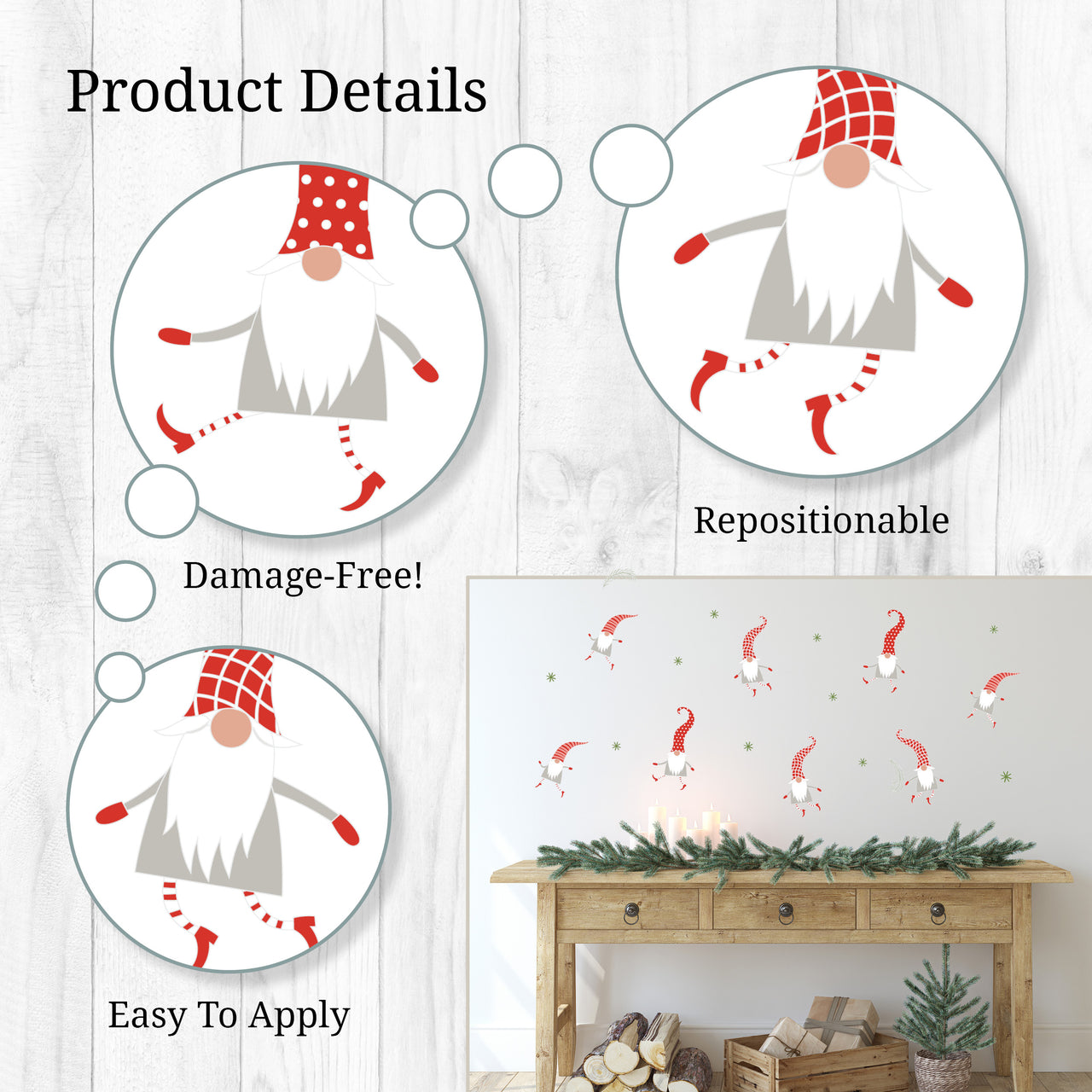 Christmas Gnomes Wall Decals