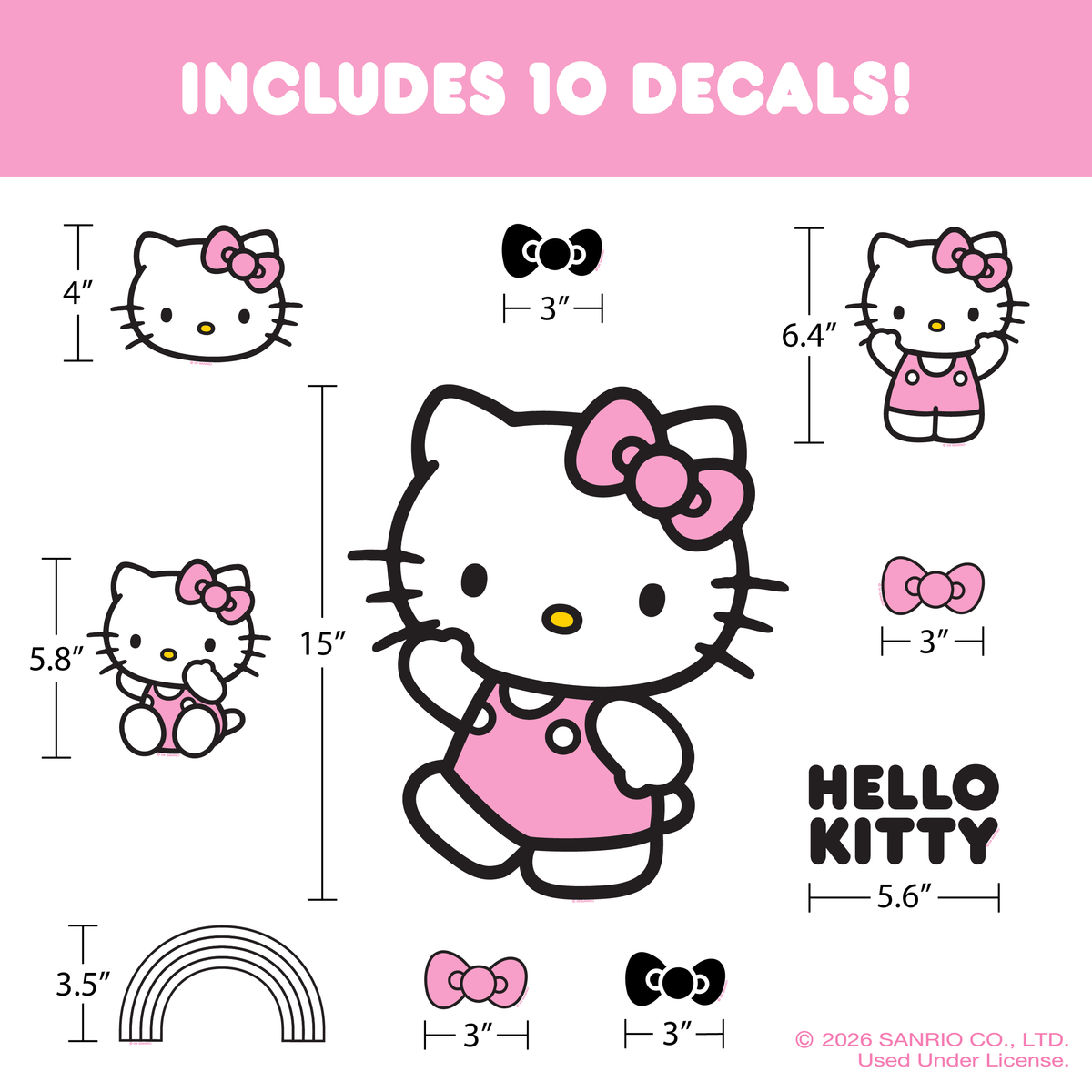 Hello Kitty 15" Wall Decal