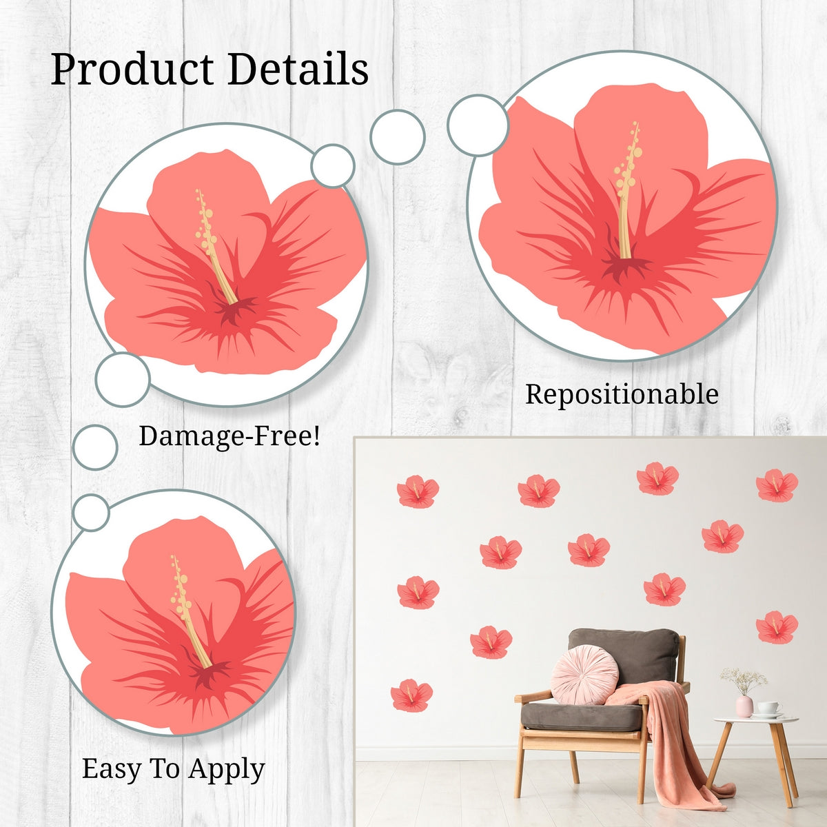 Hibiscus Flowers Wall Decals