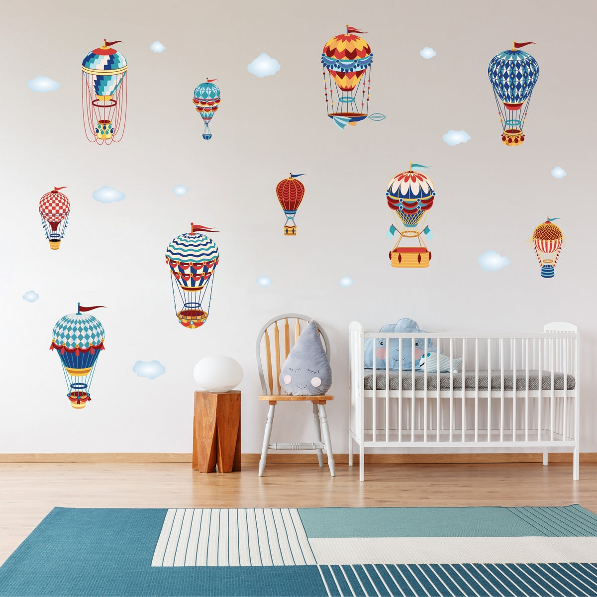 Decalcomania Wall Decor Hot Air Balloon Wall Decals - Set of 10 Aircraft Decoration Decal Removable Peel and Stick Decals - 7.5 inch Wall dcor