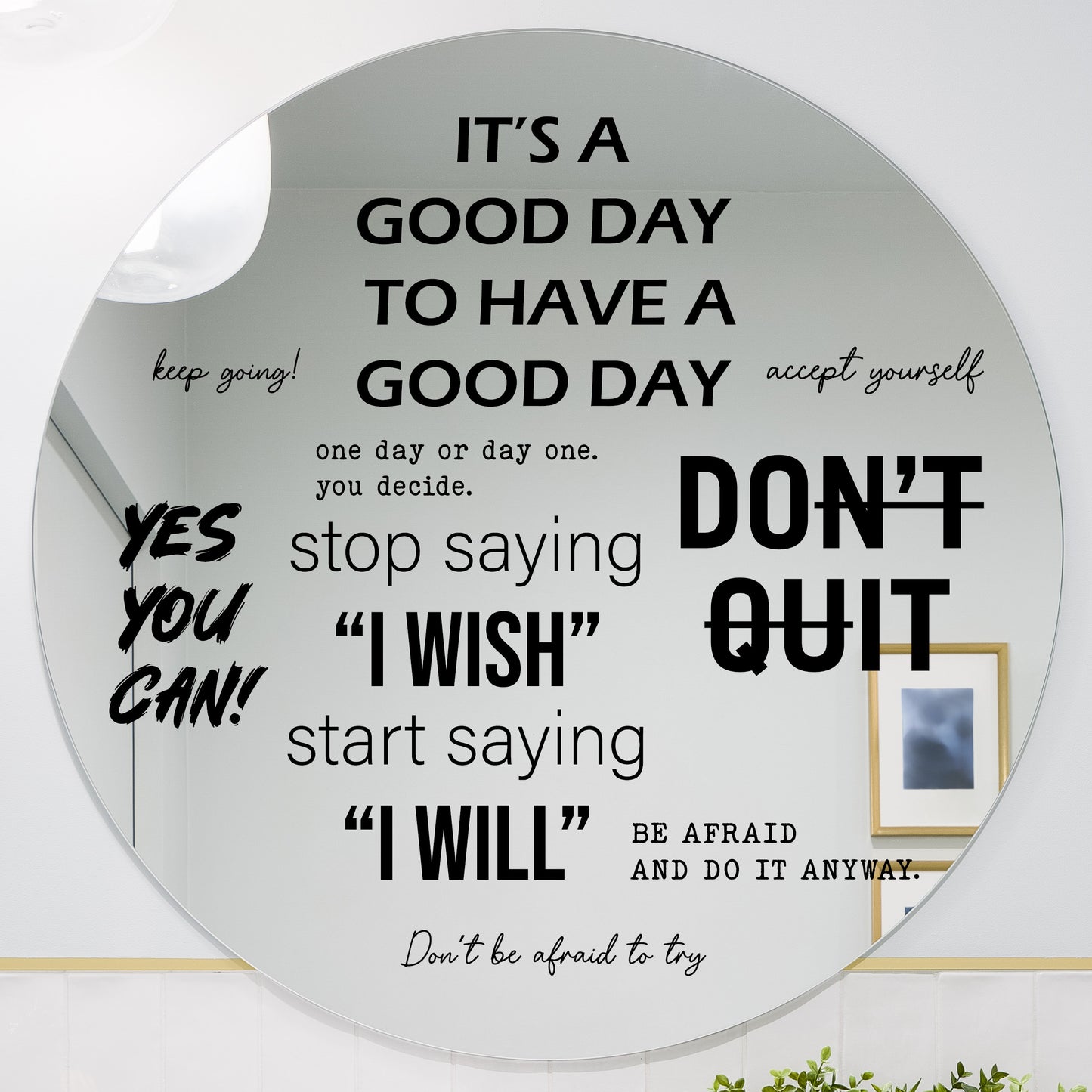 Black Inspirational Mirror Decals