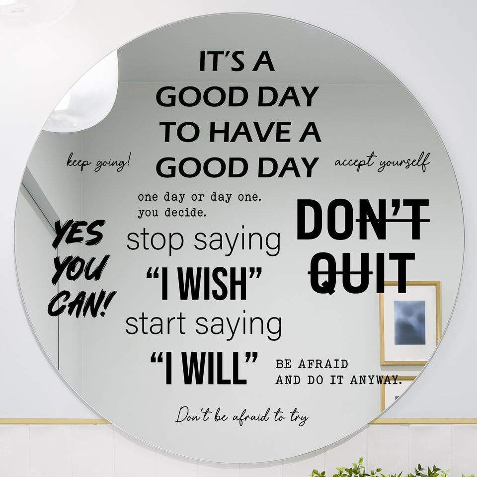 Black Inspirational Mirror Decals