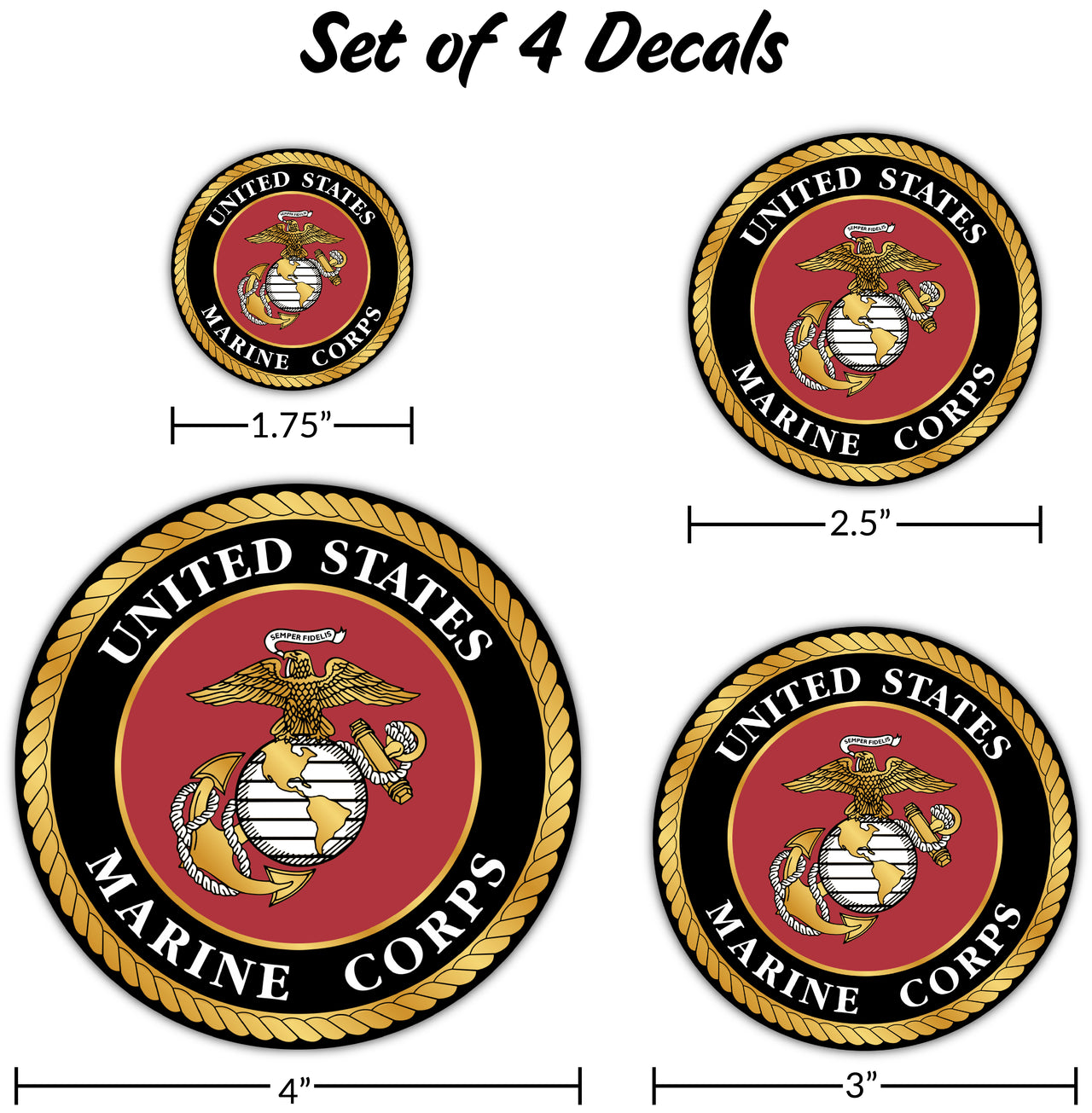 U.S. Marine Corps Logos 4 Pc