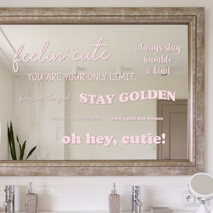 Pink Quotes Mirror Decals