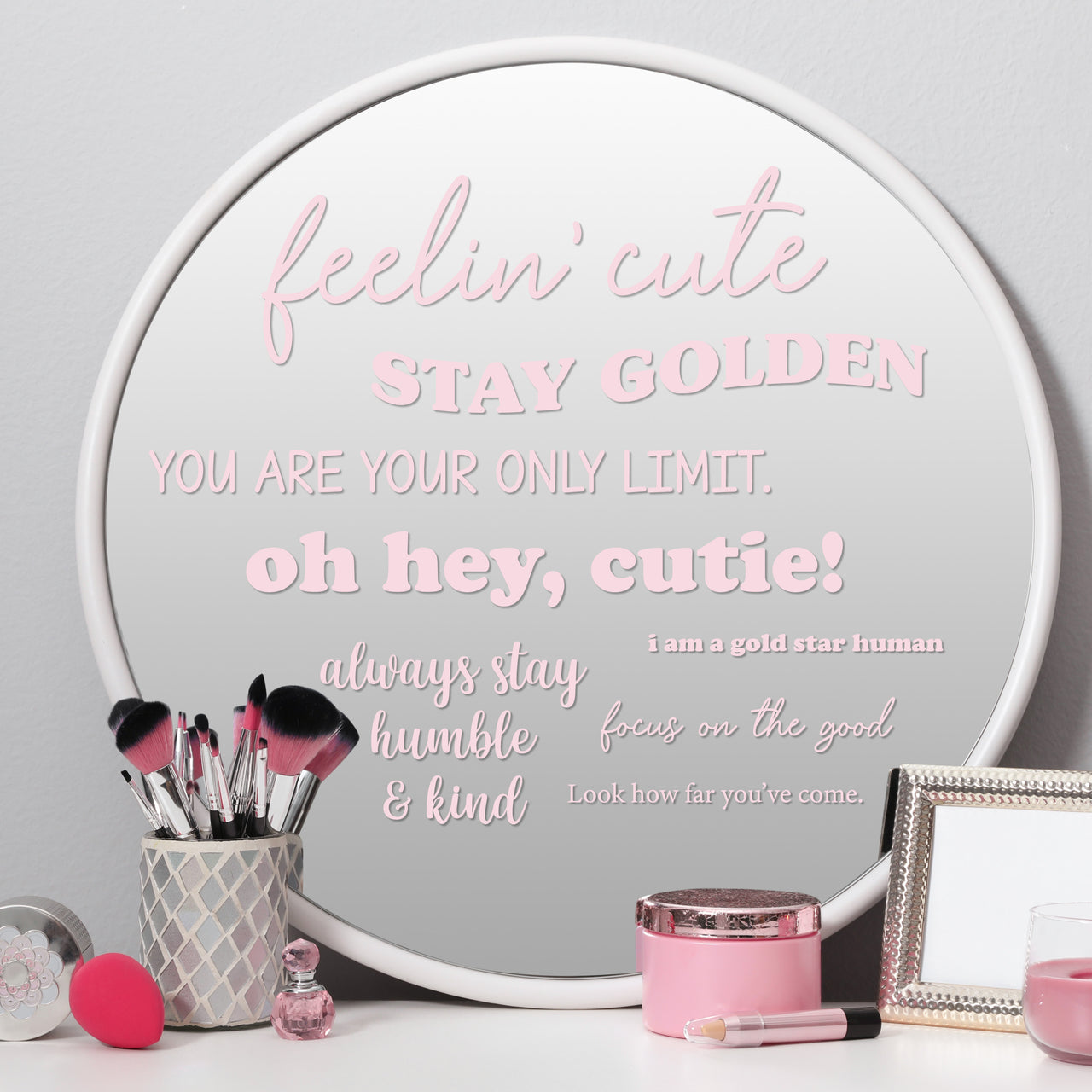 Mirror Messages Sticker Pink Quotes Mirror Decals – Decalcomania