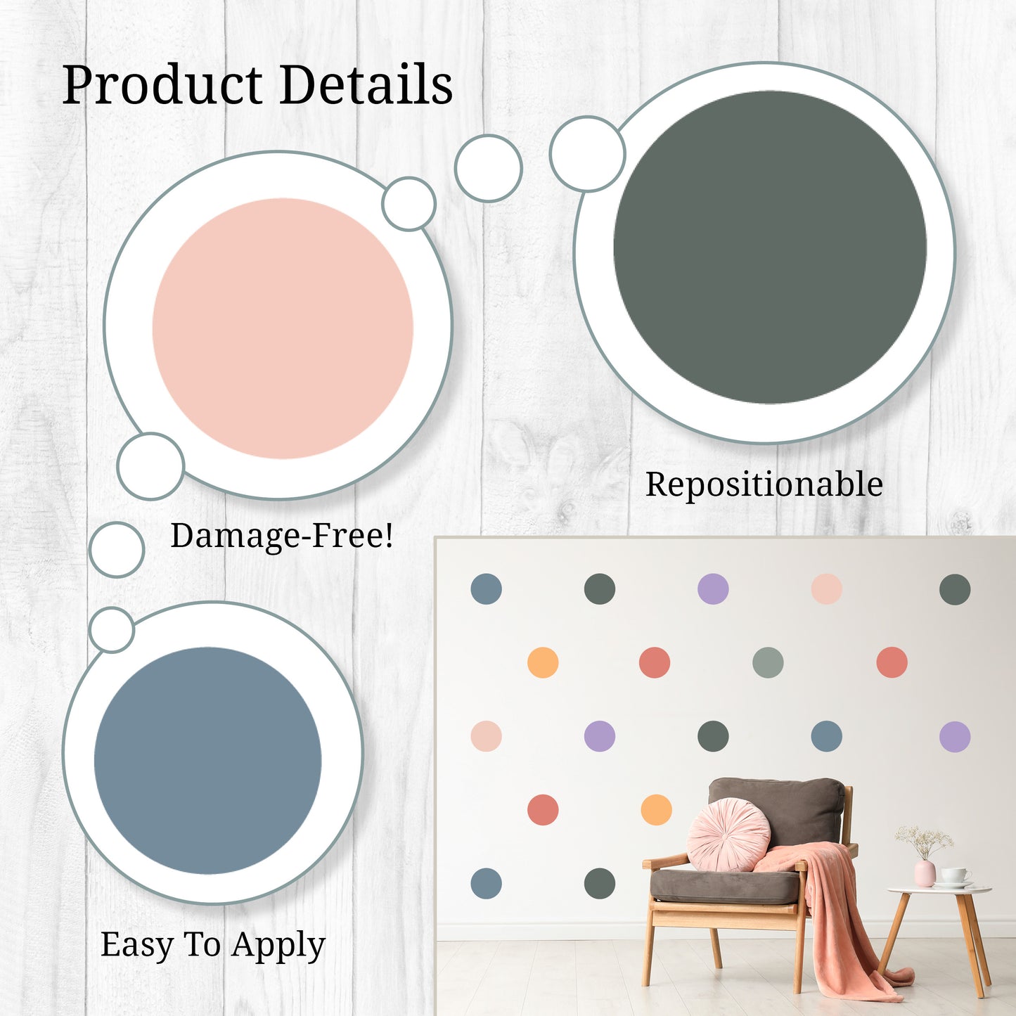 Neutral Polka Dots 3" Wall Decals