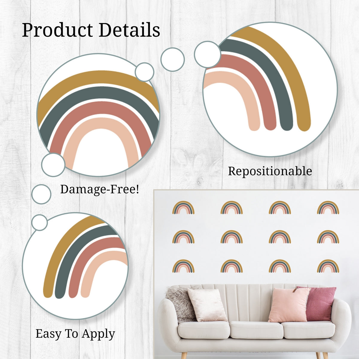 Neutral Rainbow Wall Decals