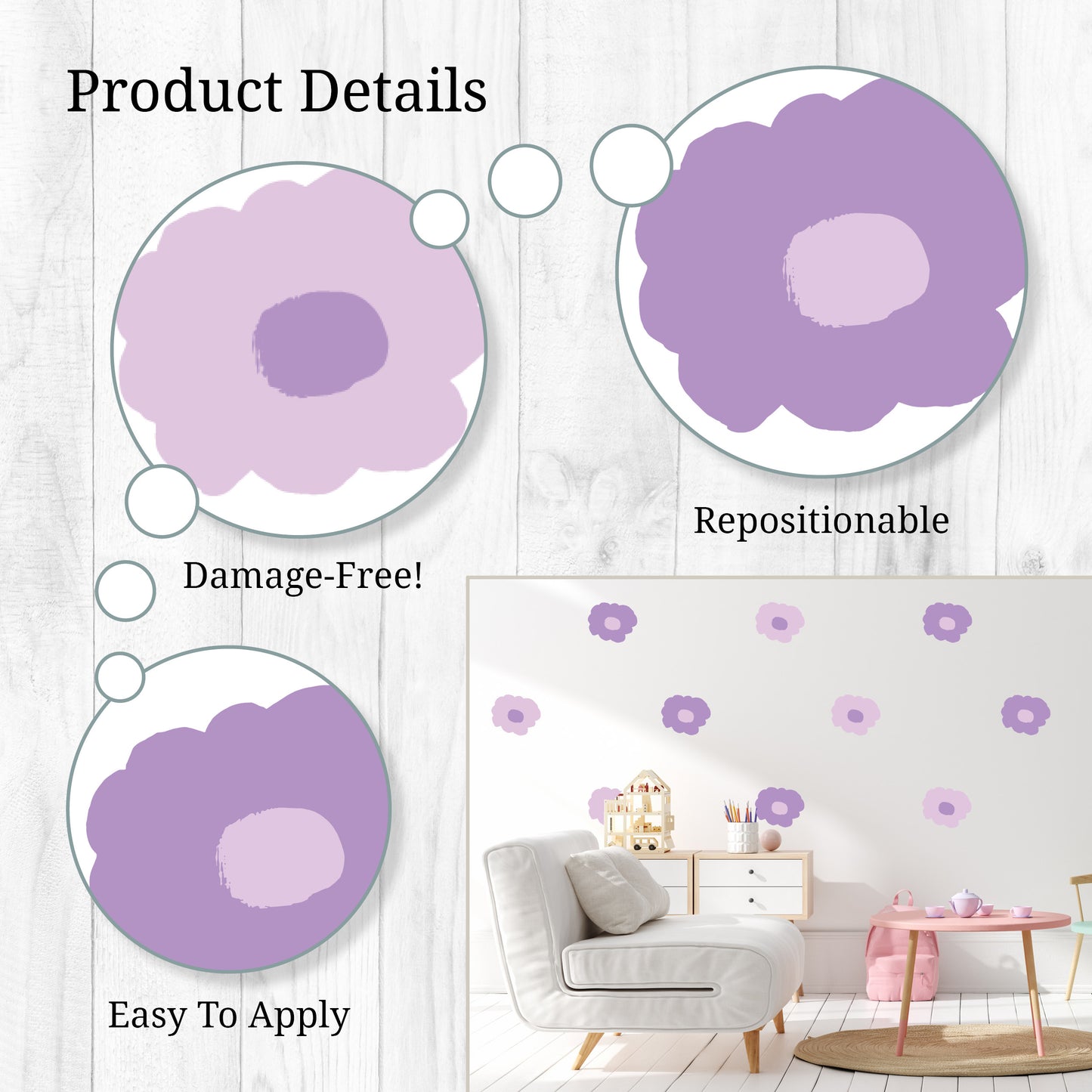 Purple Poppies Wall Decals