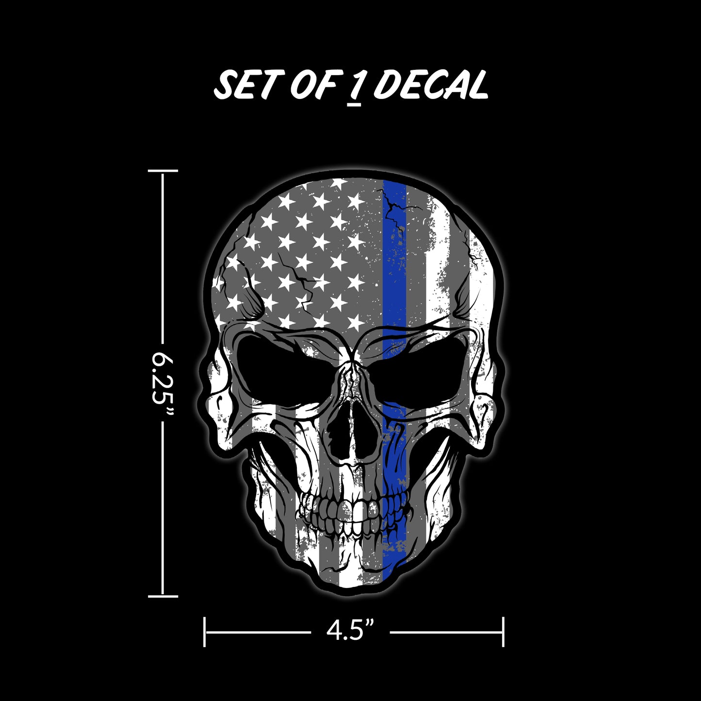 Thin Blue Line Police Skull