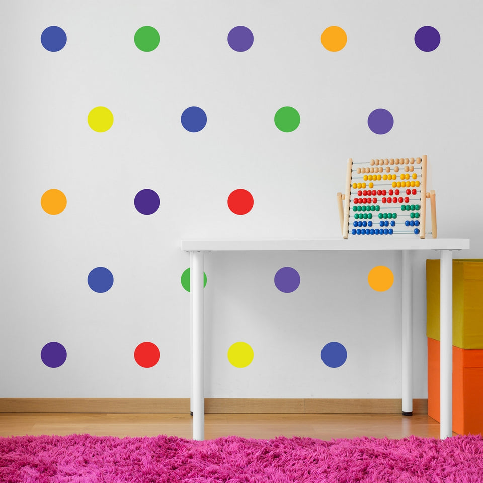 Wall Display-Single good Row/Black with Rainbow Polka Dots/Different Base Colors Available