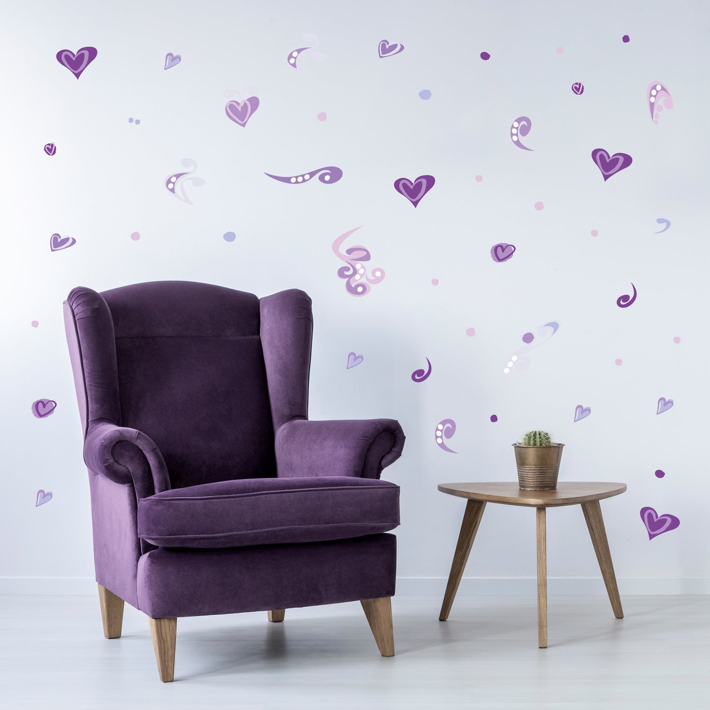 Purple Hearts Wall Decals
