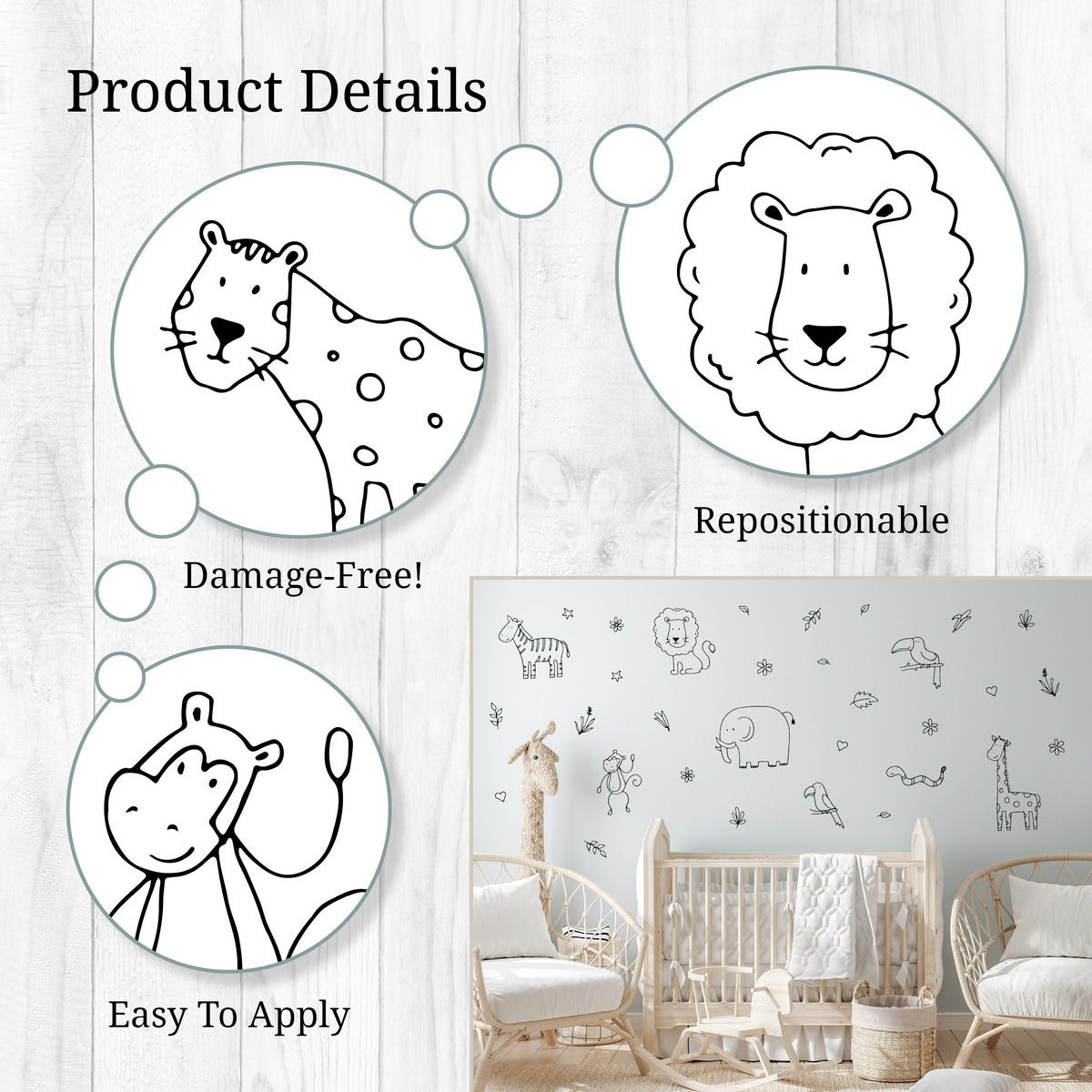 Black Safari Animal Wall Decals