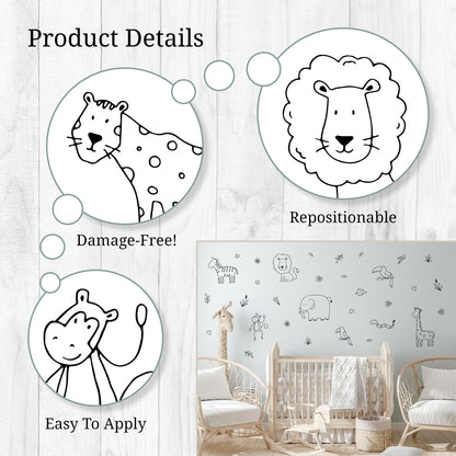 Black Safari Animal Wall Decals