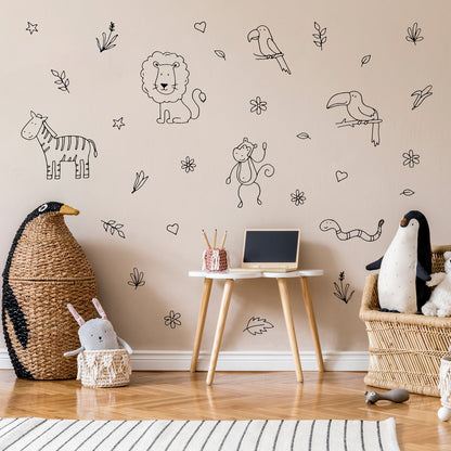 Black Safari Animal Wall Decals