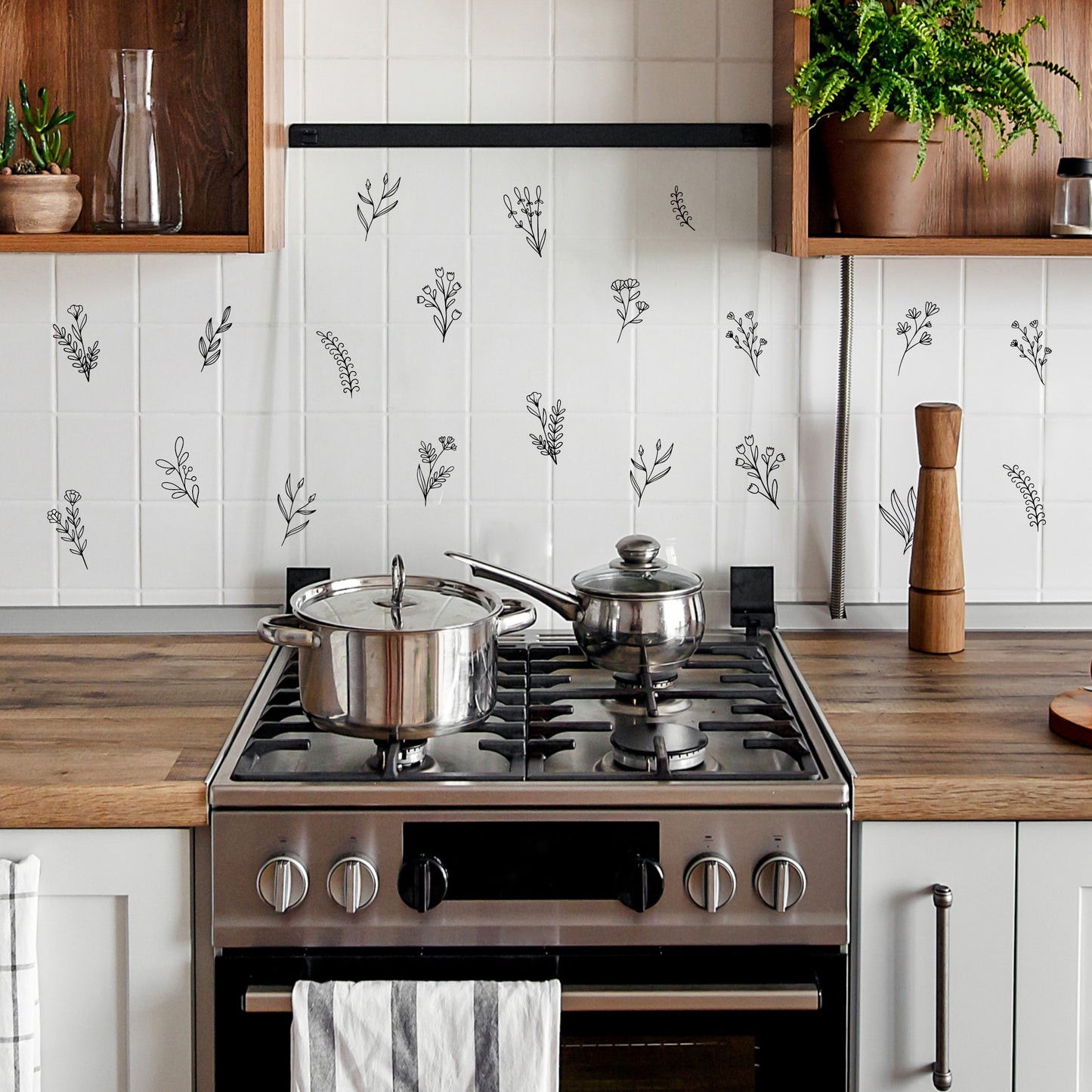 Black Floral Value Wall Decals