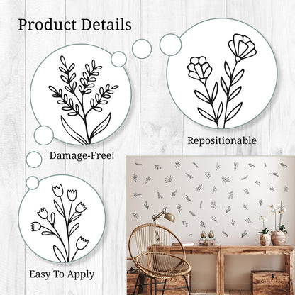 Black Floral Wall Decals
