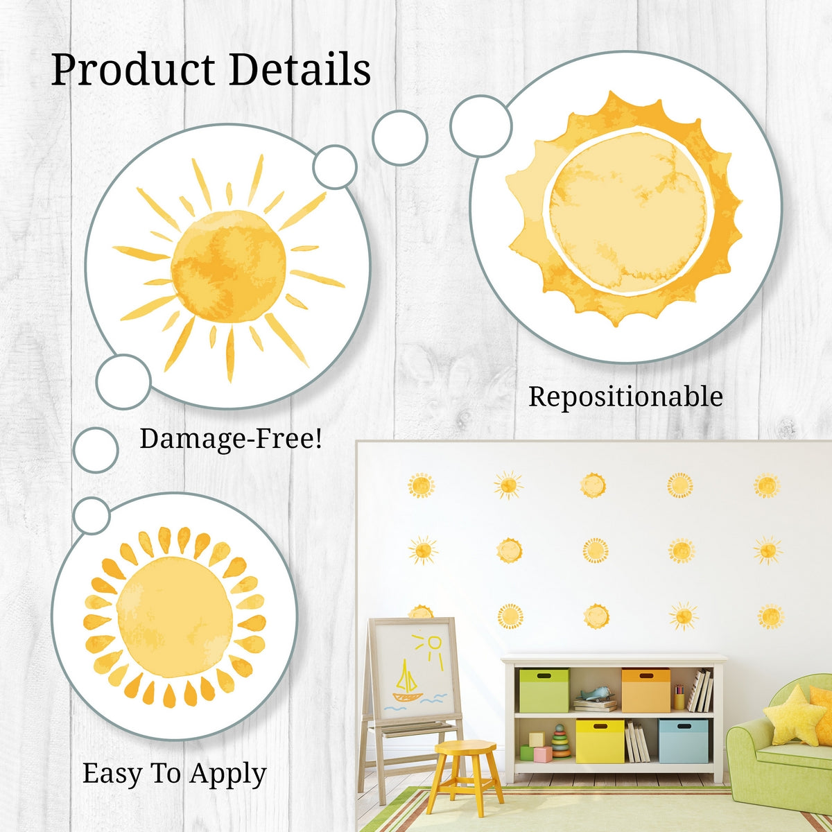 Watercolor Sun Wall Decals