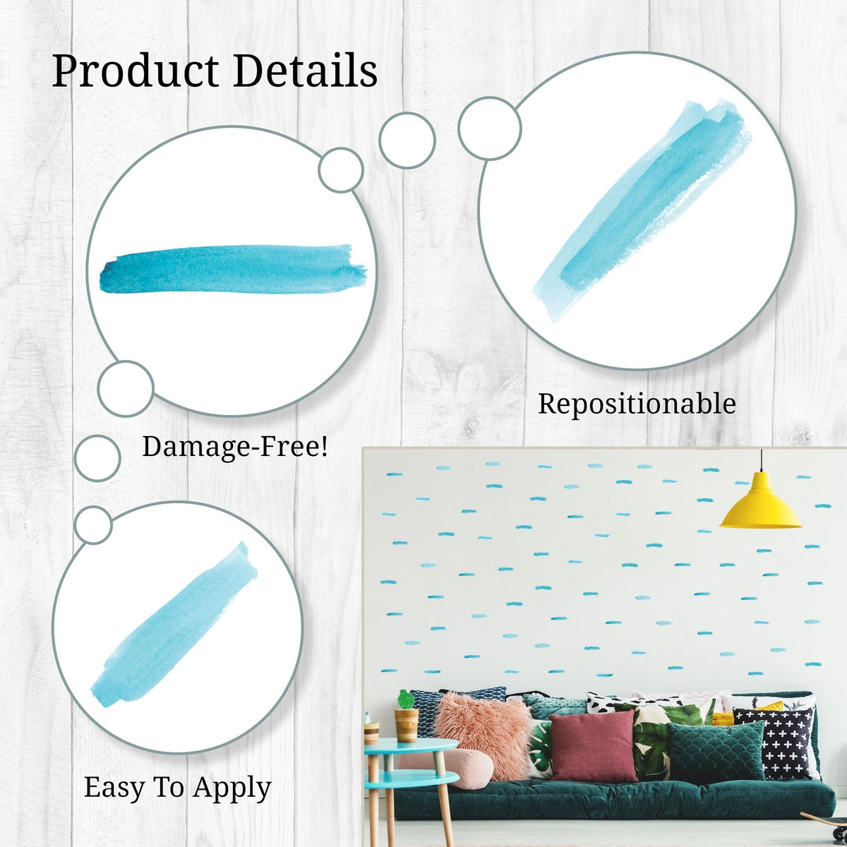 Teal Line Wall Decals