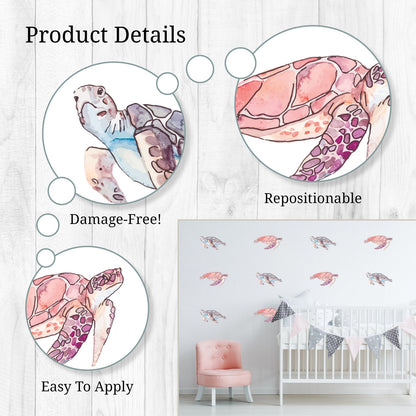 Watercolor Turtles Wall Decals