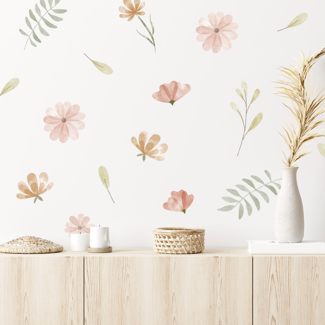 Watercolor Boho Flowers Wall Decals