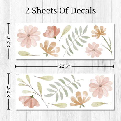 Watercolor Boho Flowers Wall Decals