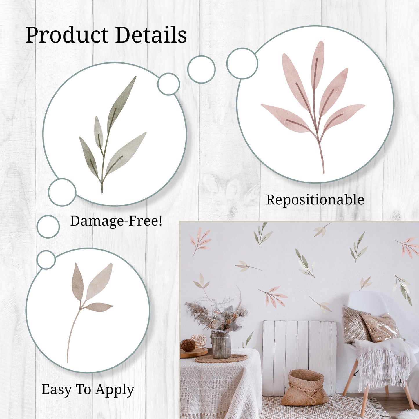 Pastel Greenery Wall Decals