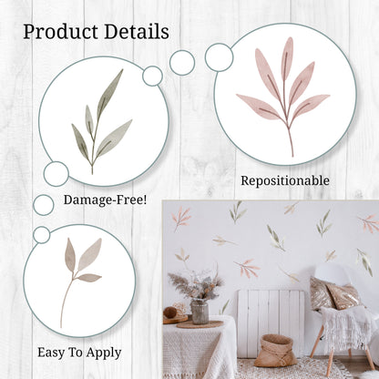 Pastel Greenery Wall Decals