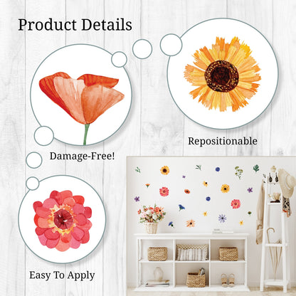Watercolor Wildflowers Wall Decals