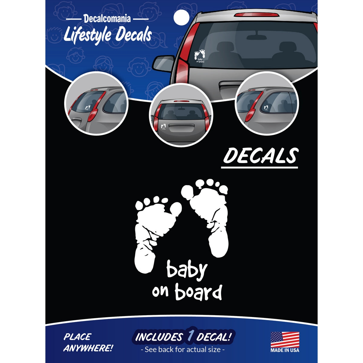 Decalcomania 10042 Footprint - Baby On Board Decal Stickers